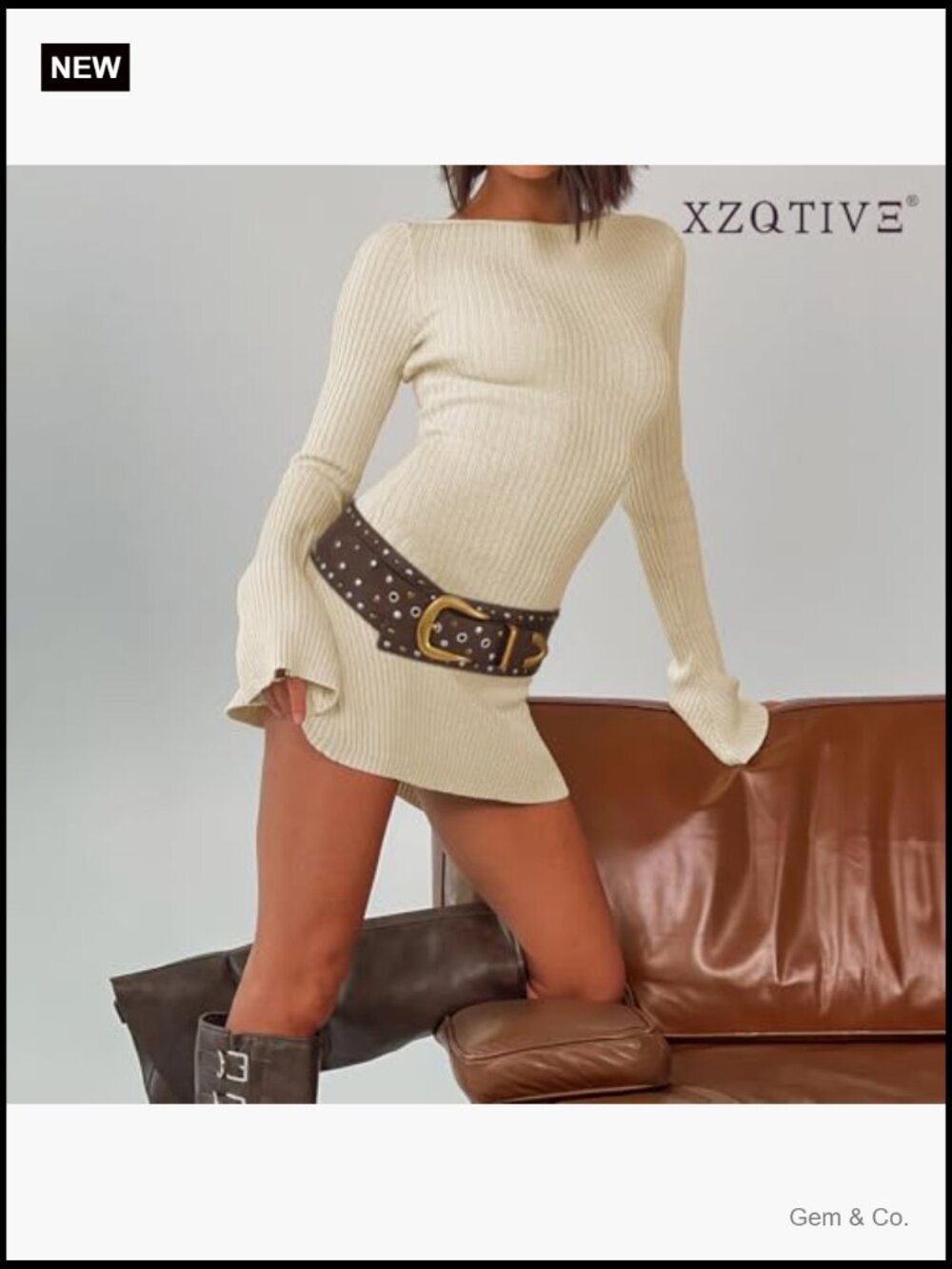 Wide Studded PU Leather Fashion Belt with Gold Buckle - Picture 2 of 6